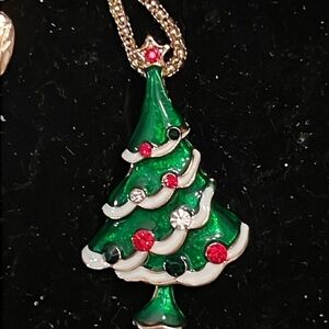 BETSEY JOHNSON GREEN & RED ALLOY CHRISTMAS TREE  WITH RED AND GREEN CRYS…